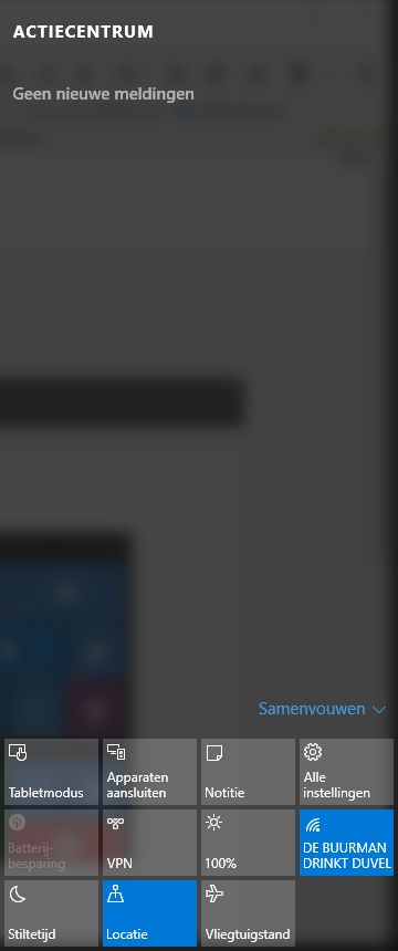 Windows 10 Actiecentrum